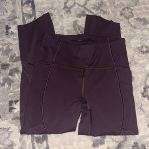 Burgundy lululemon leggings size 4 23” raw hem
